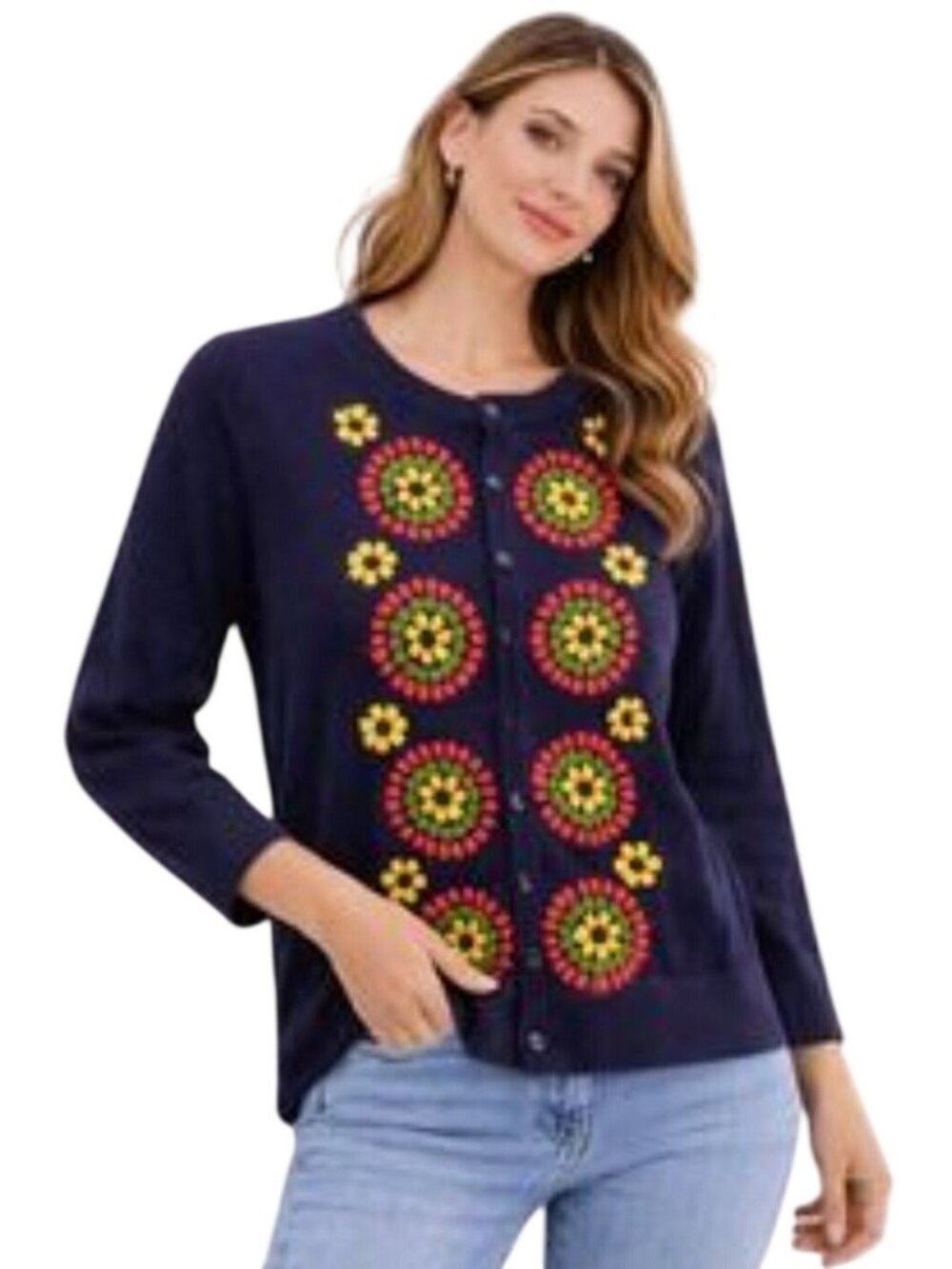 Tabitha By Anthropologie Women's Floral Embroidery Soleil Cardigan Size Medium